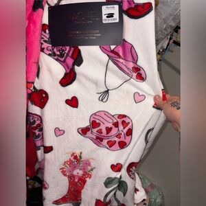 Rachel Rays - White with Red and Pink Heart Cowboy Boots and Cowgirl Hat.